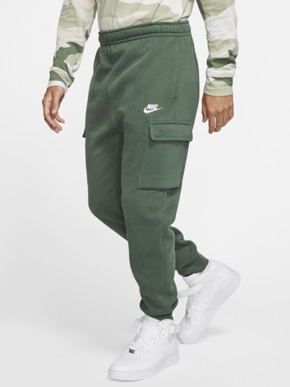 Nike Mens Pants Olive Green Sz M Sportswear Club Fleece Cargo Jogger CD3129-326